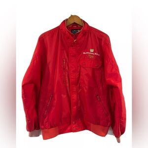 Vintage 80's NASCAR Jacket Budweiser King Racing Driving Red Embroidered XL